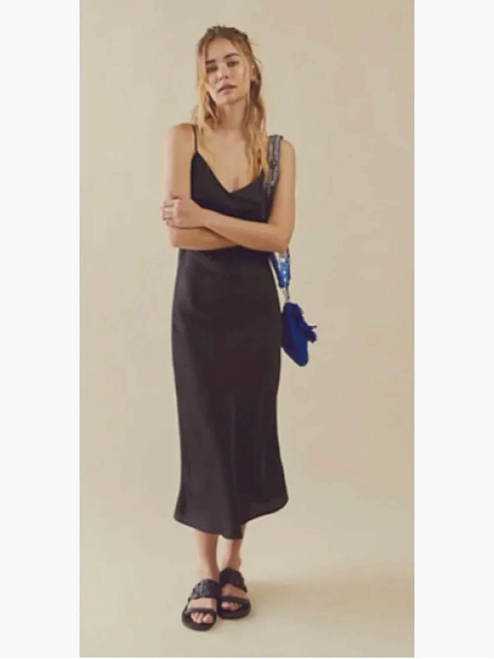 Free People Black Satin Dress